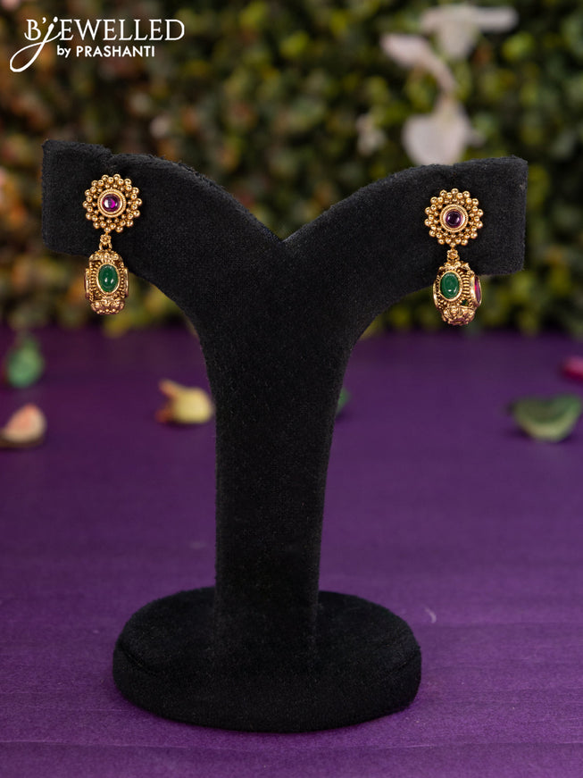 Antique jhumka with kemp stones