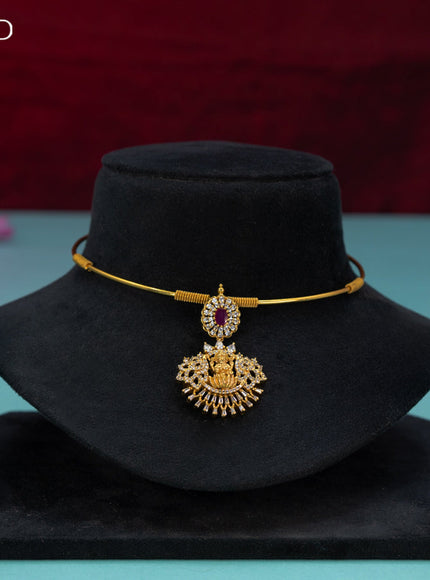 Antique ring type choker lakshmi design with pink kemp and cz stones