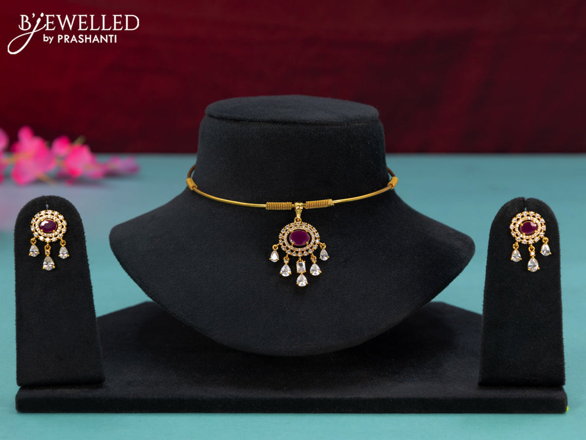 Antique ring type choker with ruby & cz stones and hangings