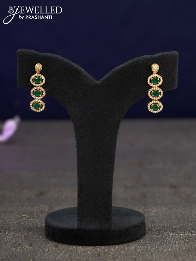 Antique earrings with emerald and cz stones