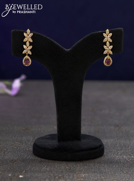 Antique earrings with ruby and cz stones