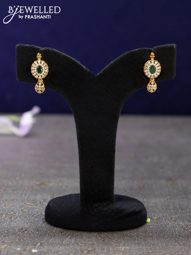 Antique earrings with emerald and cz stones