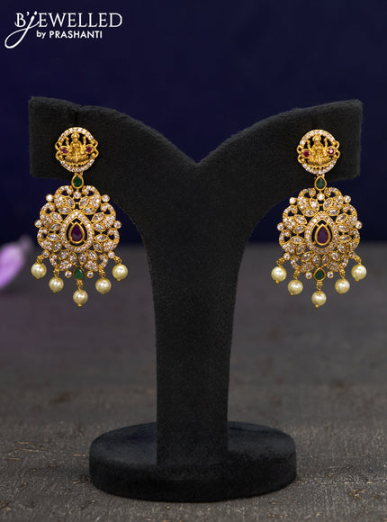 Antique earrings with kemp & cz stones and pearl hangings