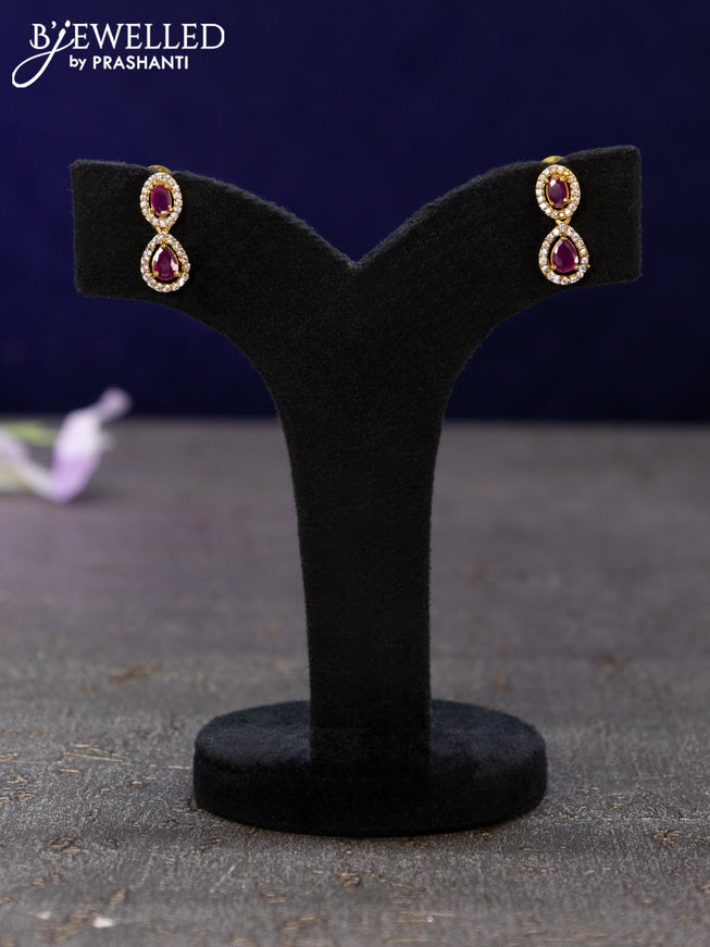 Antique earrings with ruby and cz stones