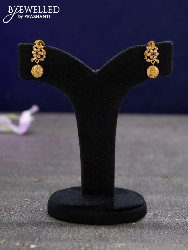 Antique earrings ram darbar design with kemp and cz stones