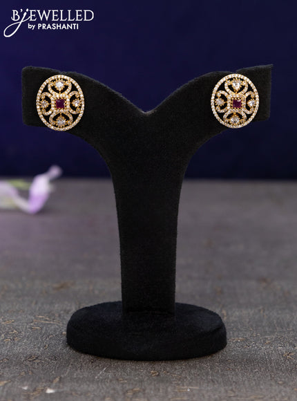 Antique earrings with ruby and cz stones