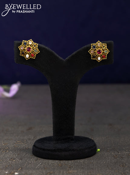 Antique earrings with multicolour stones