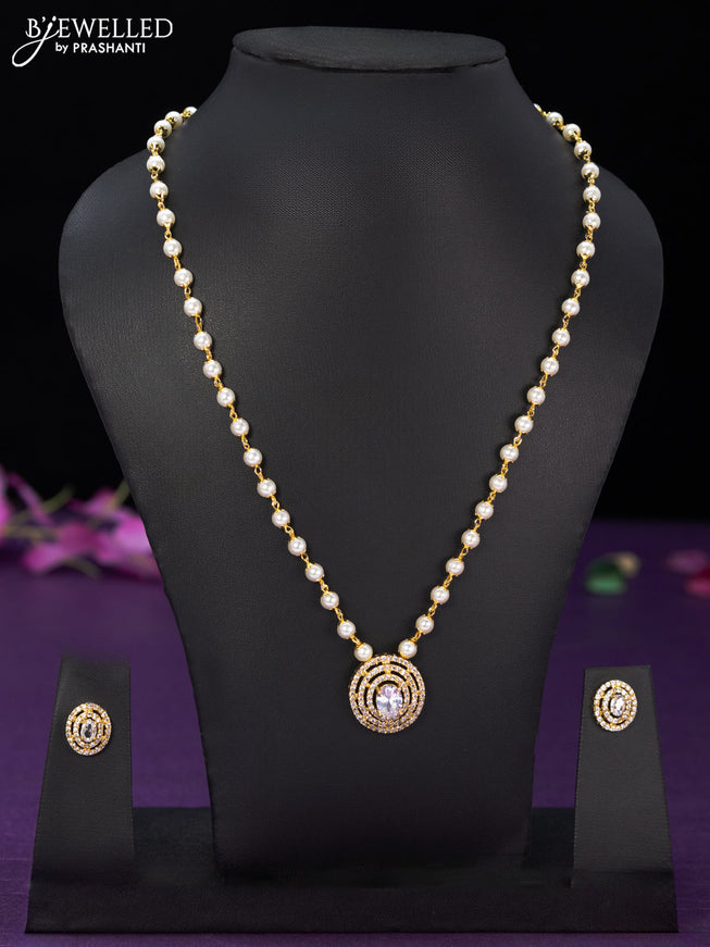 Pearl necklace with cz stones