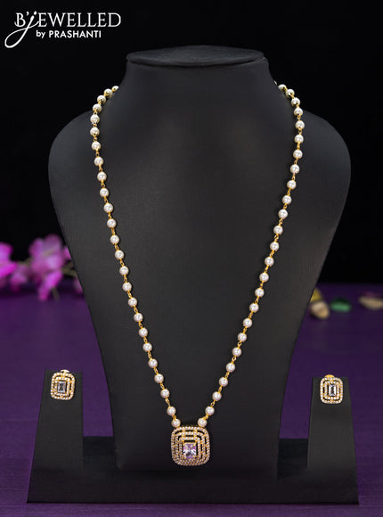 Pearl necklace with cz stones