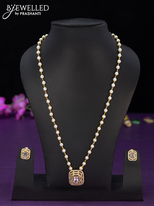 Pearl necklace with cz stones