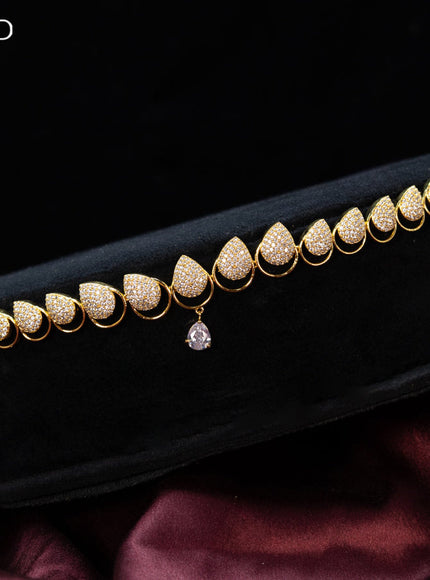 Zircon hip chain with cz stones in gold finish