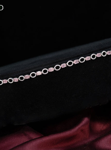 Zircon hip chain with baby pink and cz stones