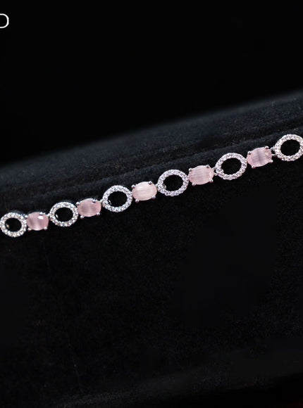 Zircon hip chain with baby pink and cz stones