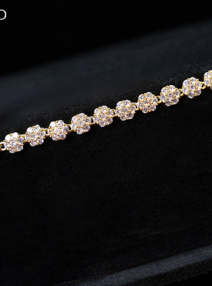 Zircon hip chain with cz stones in gold finish