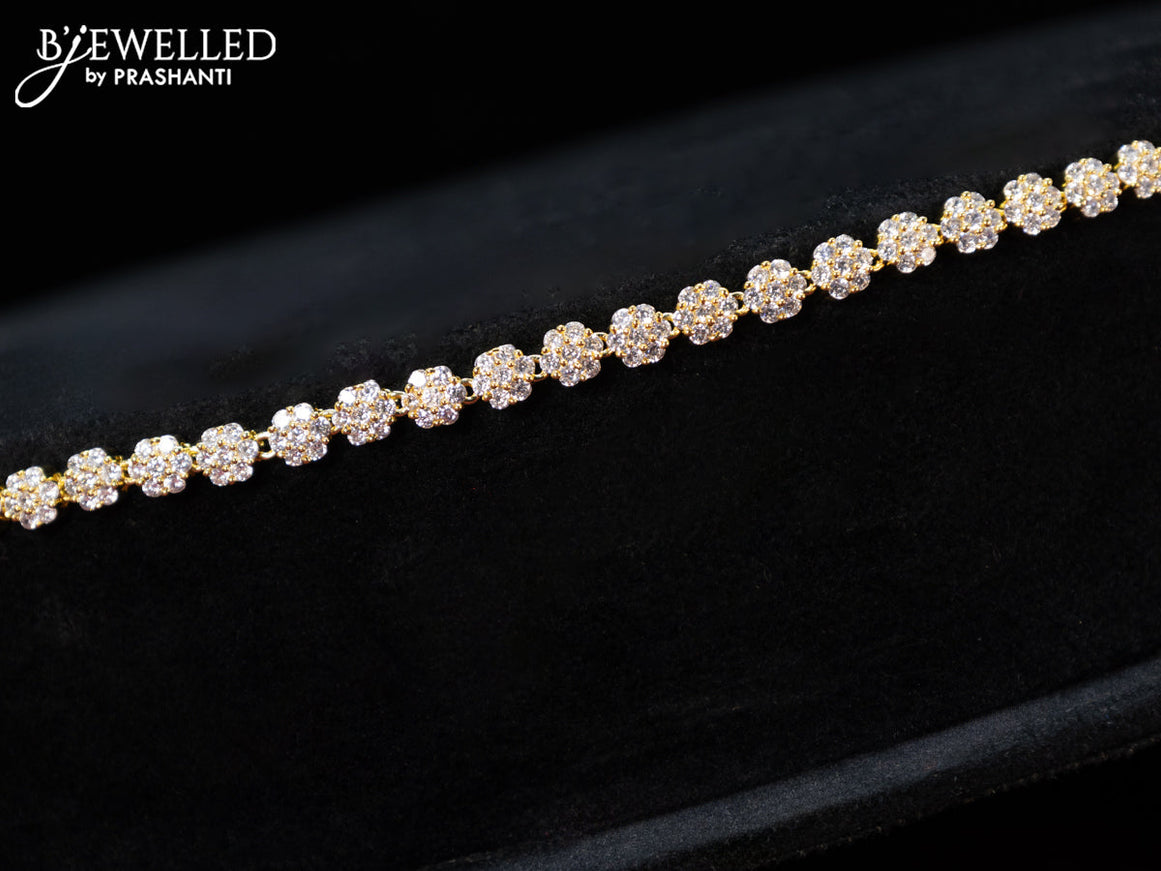 Zircon hip chain with cz stones in gold finish