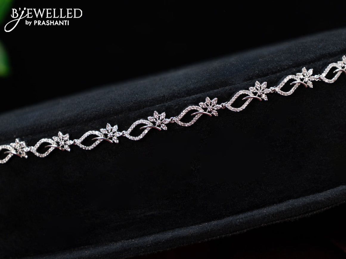 Zircon hip chain floral design with cz stones