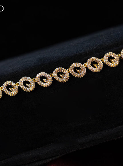 Zircon hip chain with cz stones in gold finish