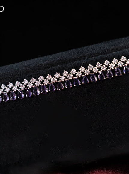 Zircon hip chain with violet and cz stones