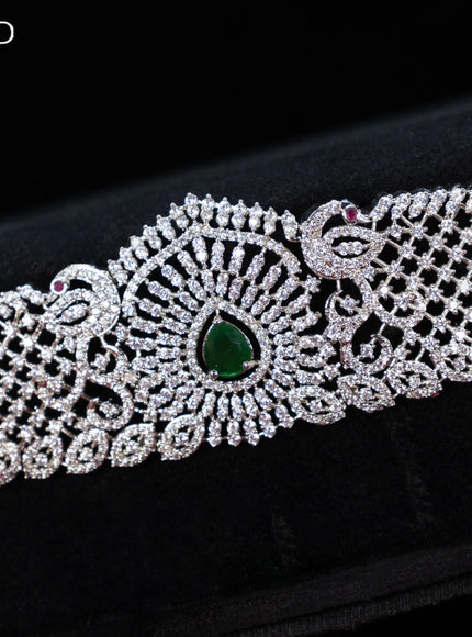 Zircon hip chain with emerald and cz stones