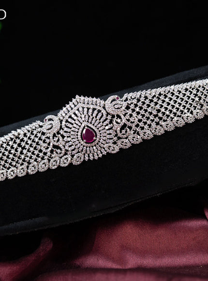 Zircon hip chain with ruby and cz stones