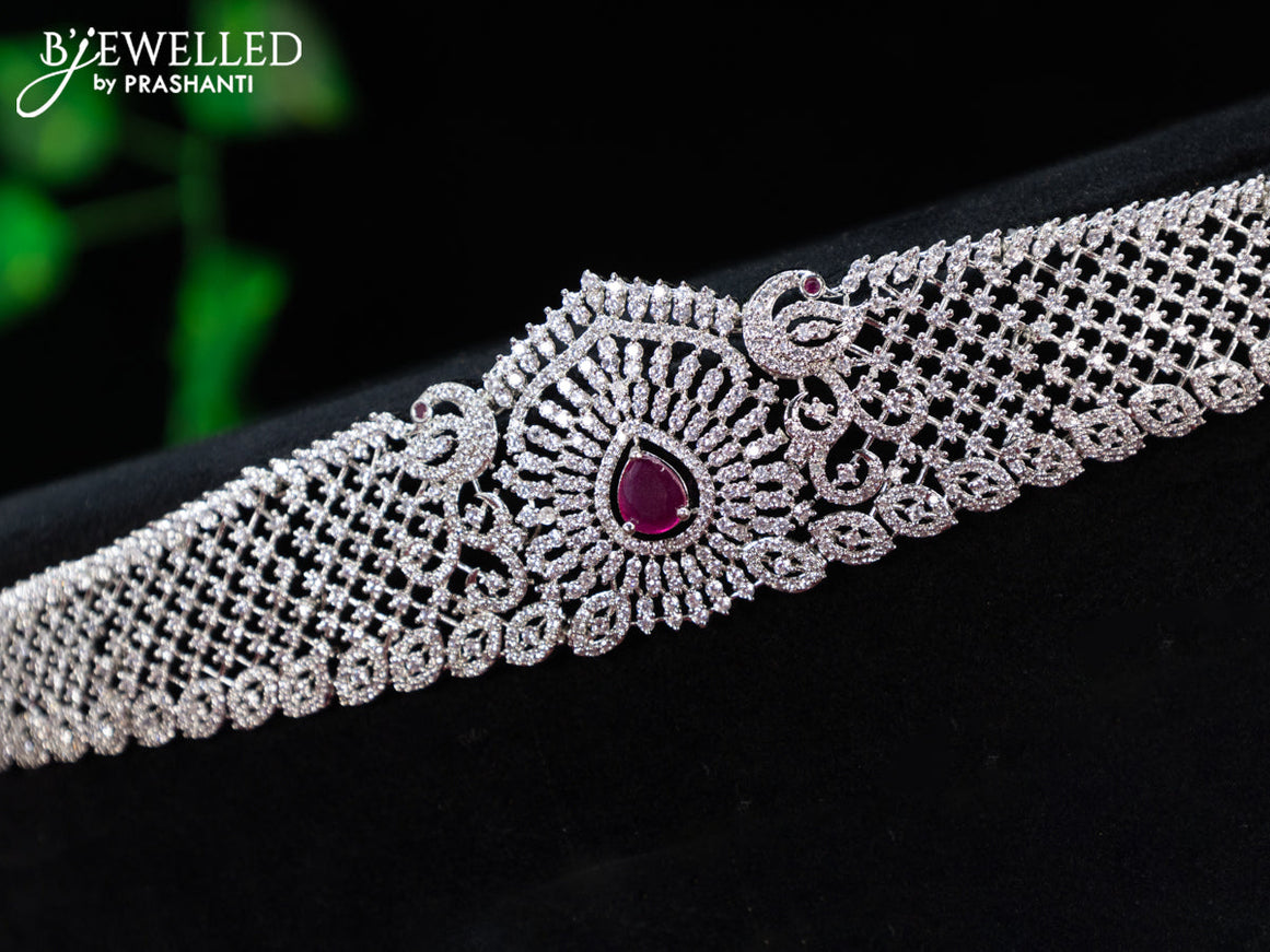 Zircon hip chain with ruby and cz stones