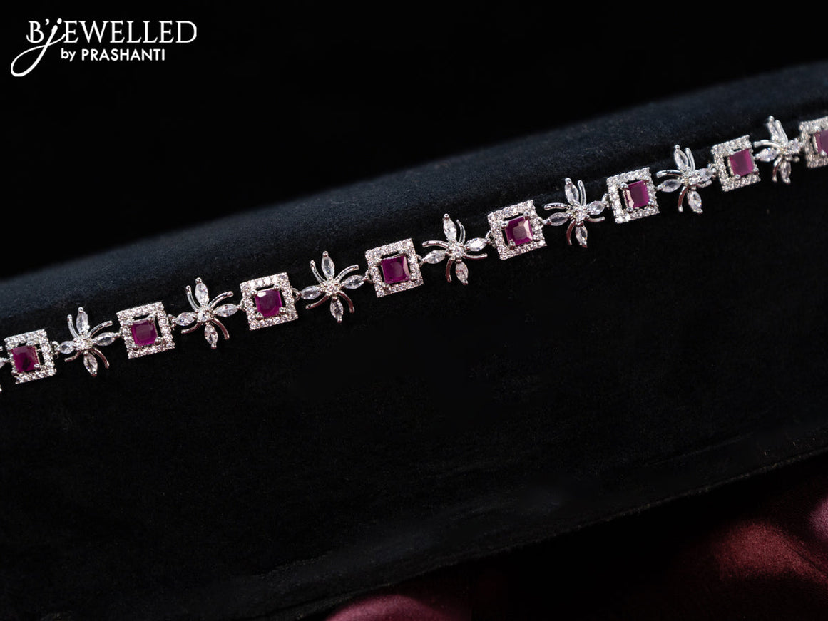 Zircon hip chain with ruby and cz stones