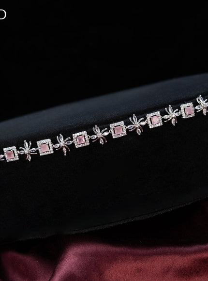 Zircon hip chain with baby pink and cz stones