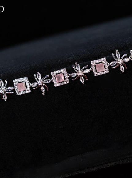 Zircon hip chain with baby pink and cz stones