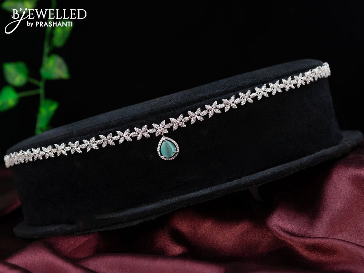 Zircon hip chain with mint green and cz stones