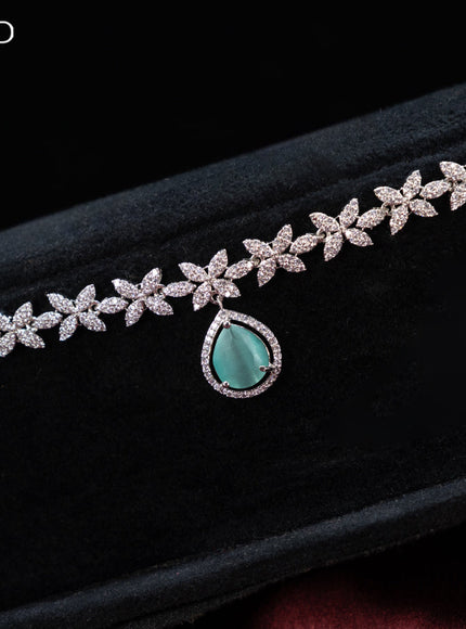 Zircon hip chain with mint green and cz stones