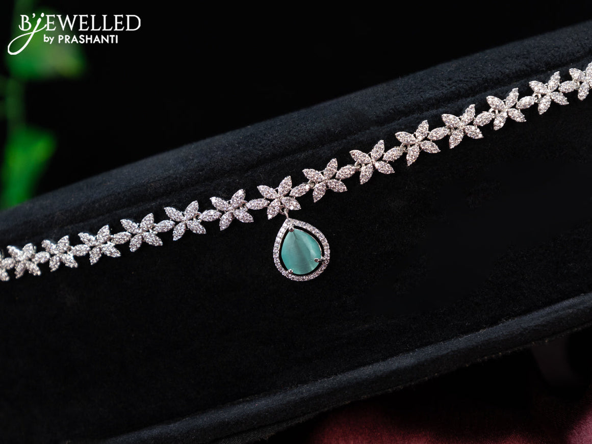 Zircon hip chain with mint green and cz stones