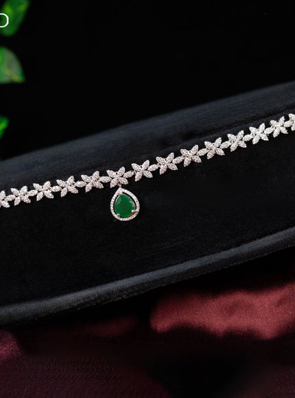 Zircon hip chain with emerald and cz stones