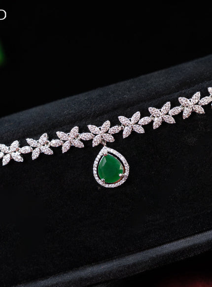 Zircon hip chain with emerald and cz stones