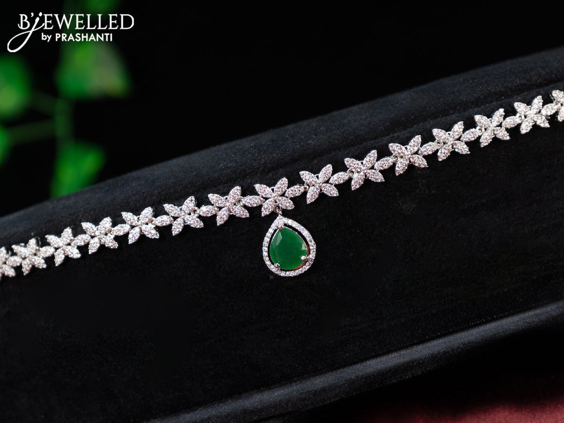 Zircon hip chain with emerald and cz stones