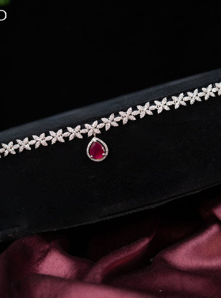 Zircon hip chain with ruby and cz stones