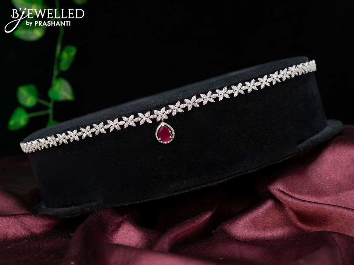 Zircon hip chain with ruby and cz stones