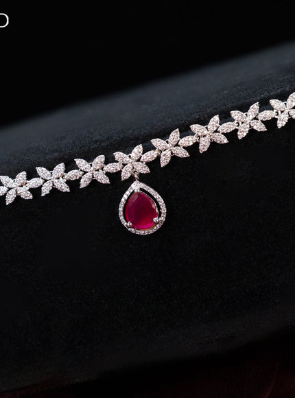 Zircon hip chain with ruby and cz stones