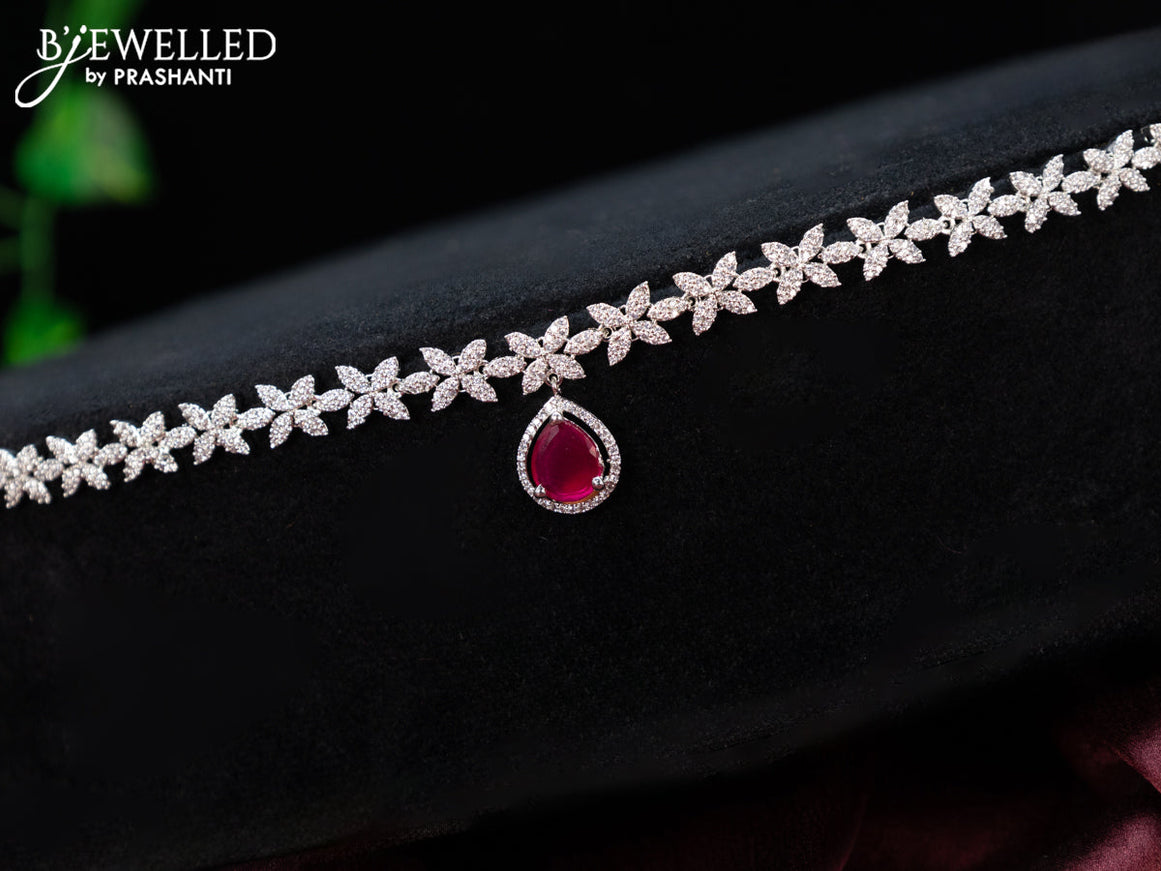 Zircon hip chain with ruby and cz stones