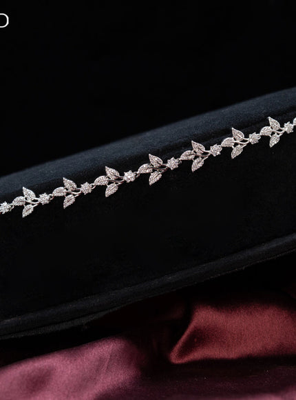 Zircon hip chain leaf design with cz stones