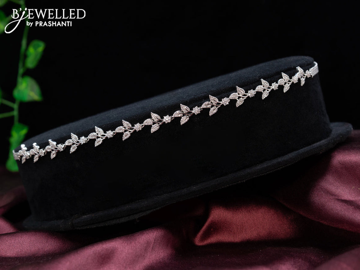 Zircon hip chain leaf design with cz stones