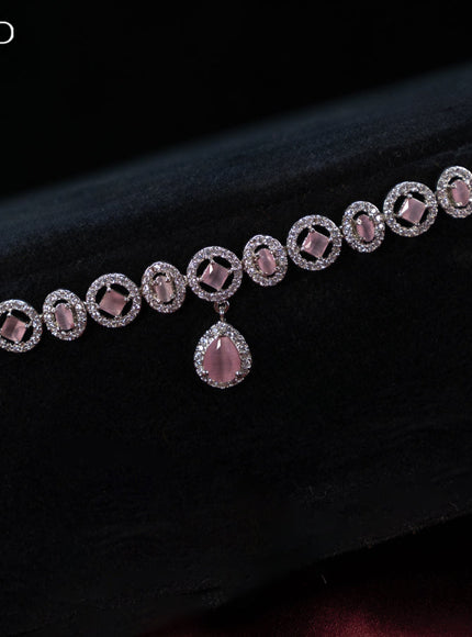 Zircon hip chain with baby pink & cz stones and hanging