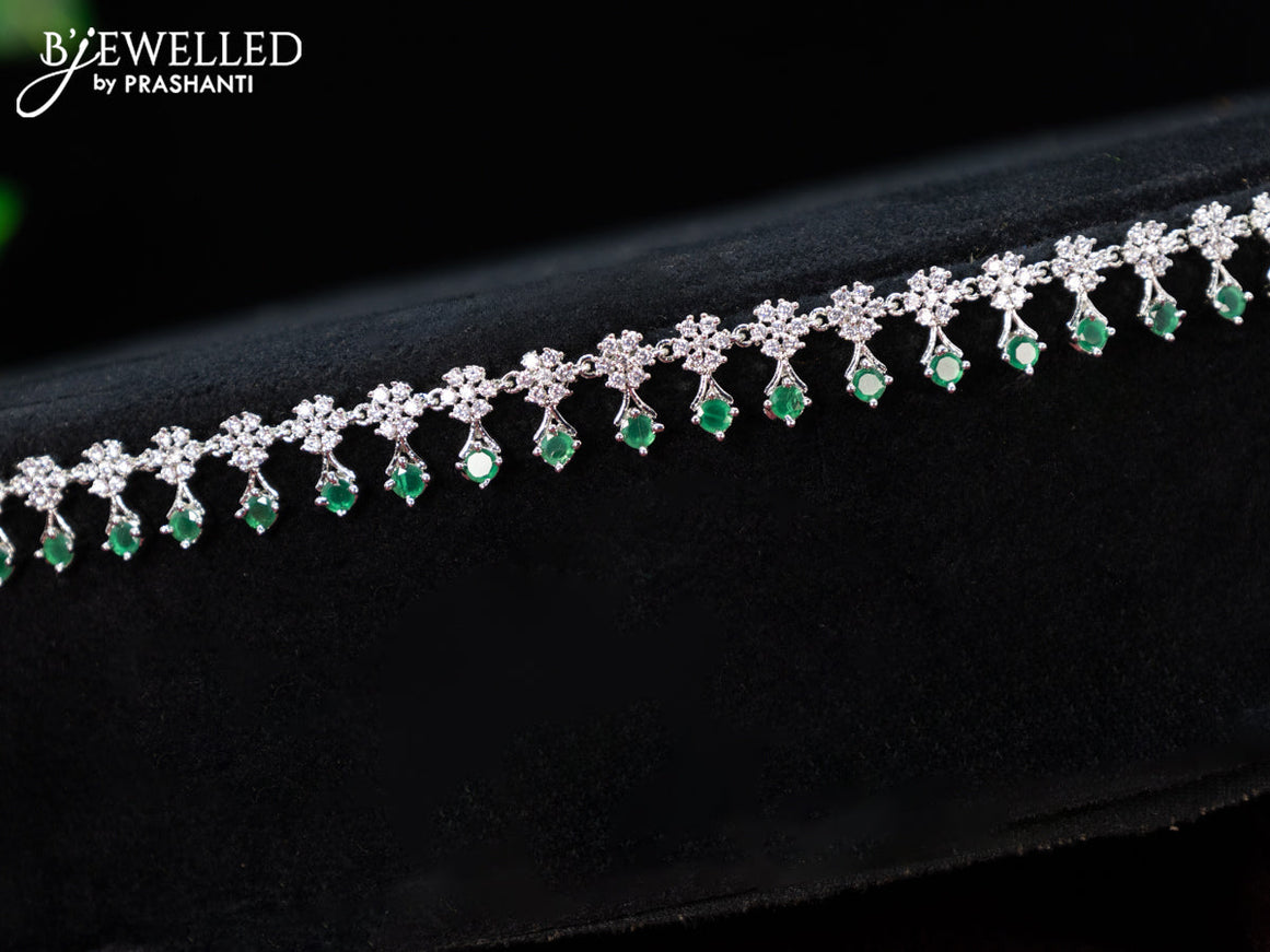 Zircon hip chain with emerald and cz stones