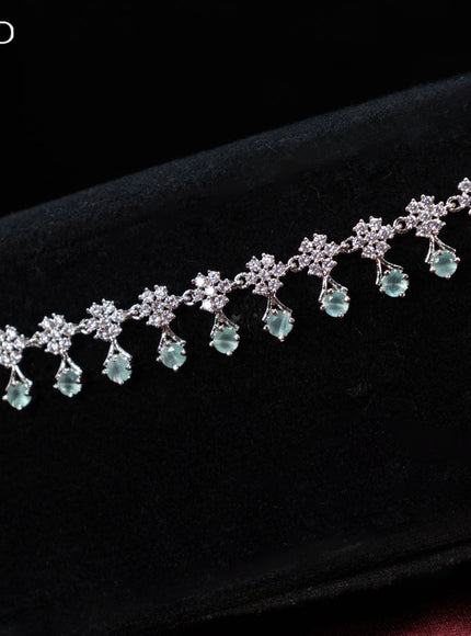 Zircon hip chain with mint green and cz stones