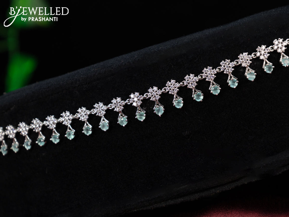 Zircon hip chain with mint green and cz stones