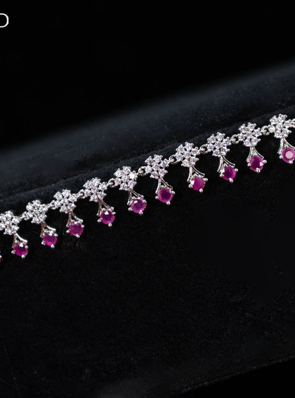 Zircon hip chain with ruby and cz stones