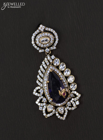 Victorian finish pendant set with violet and cz stones