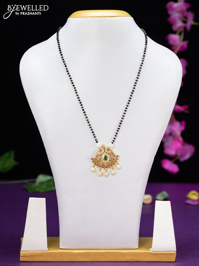 Mangalsutra with kemp & cz stones and pearl hangings without earring