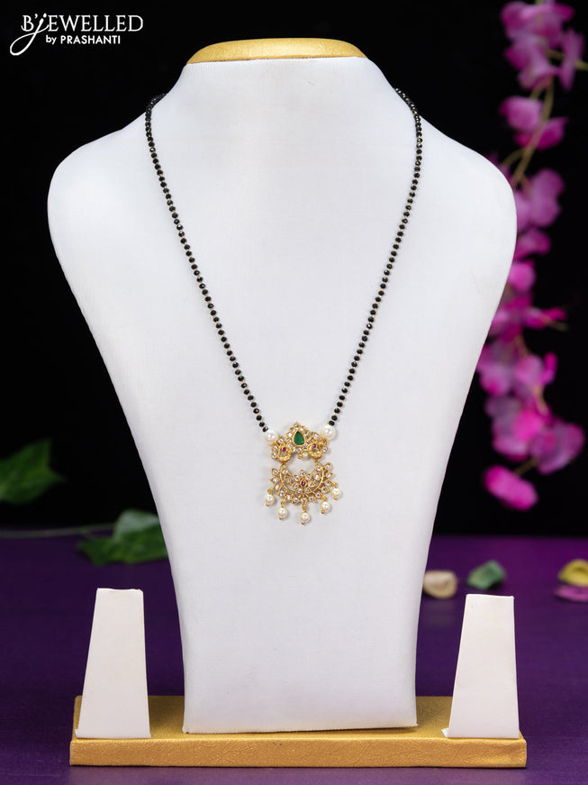 Mangalsutra with kemp & cz stones and pearl hangings without earring