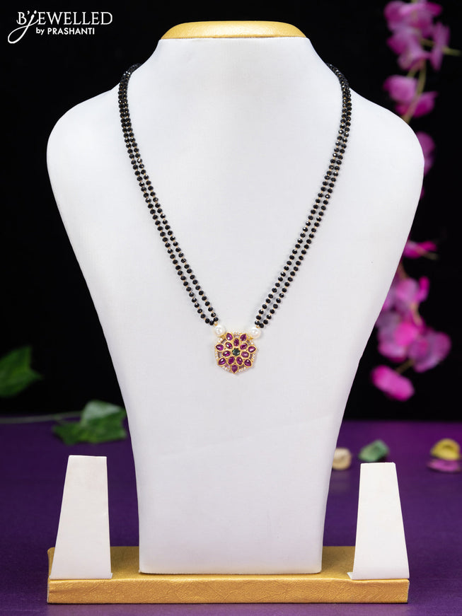 Mangalsutra double layer with kemp and cz stones without earring