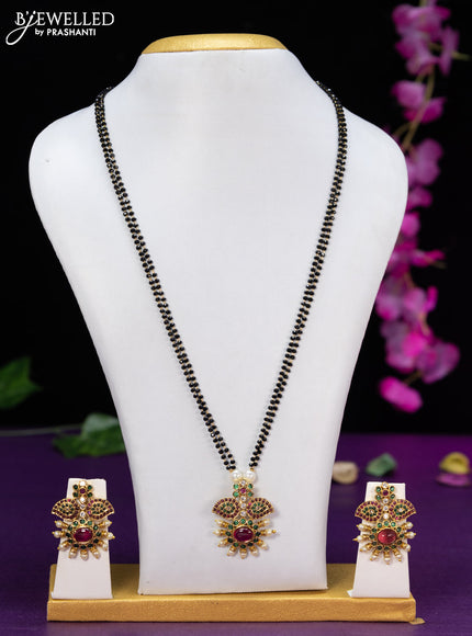 Mangalsutra double layer with kemp & cz stones and pearls